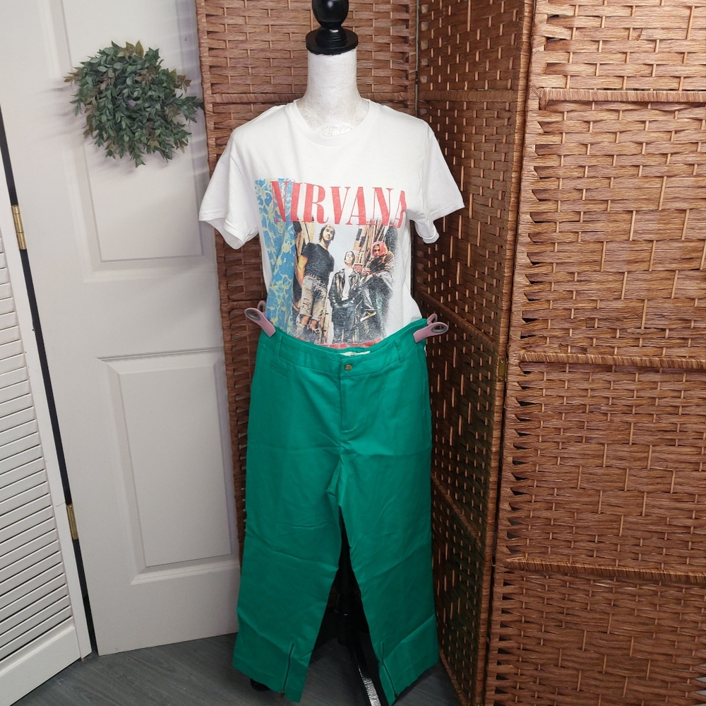 Workshop Andrea Jovine Bright green pants with zipper detail size 10